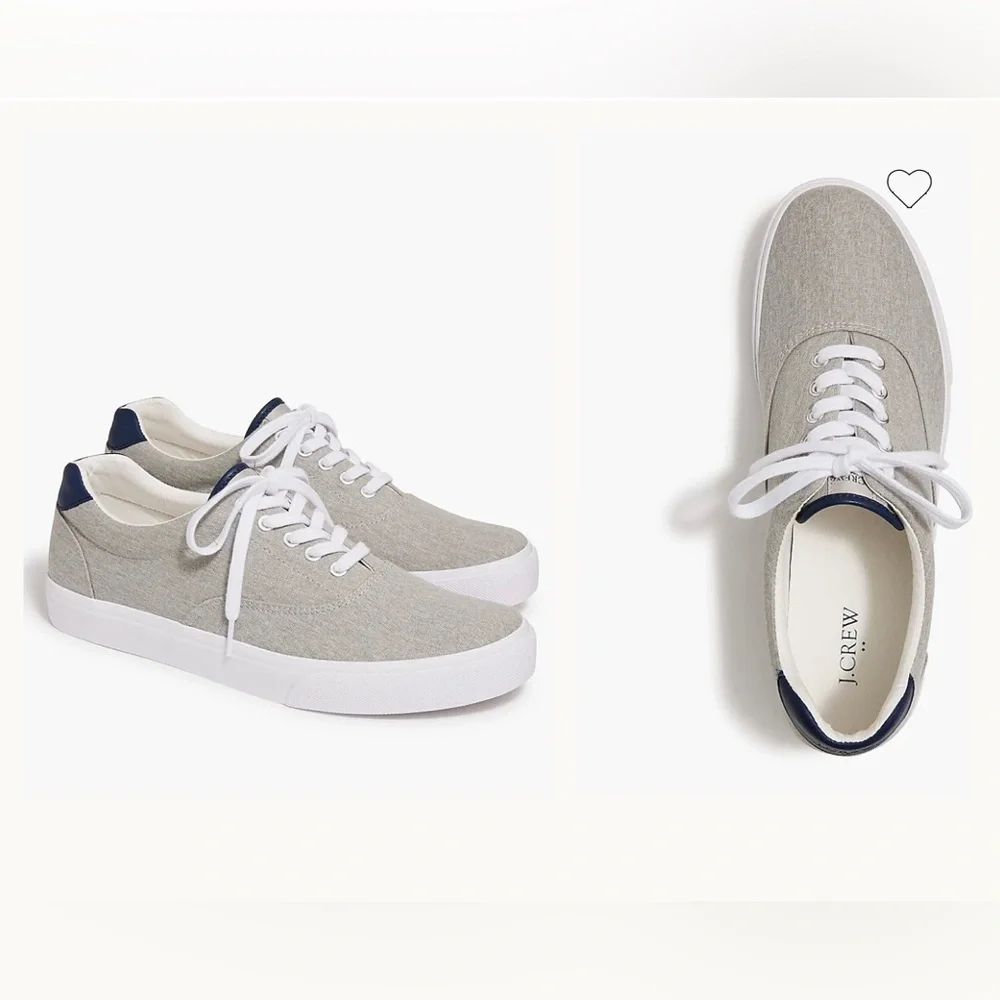 J Crew Casual Comfort Low Grey Canvas Lace Up Sneakers Size 9